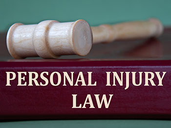 Gavel on a book titled 'Personal Injury Law,'